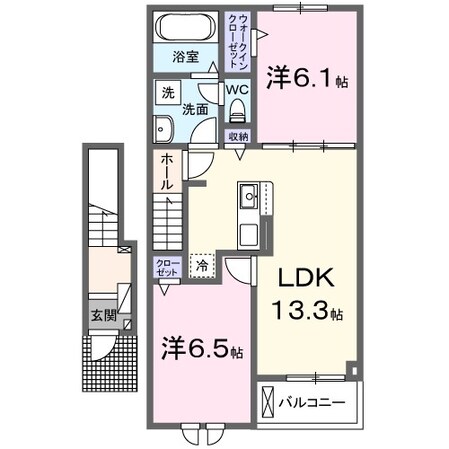 鶴原駅 徒歩9分 2階の物件間取画像